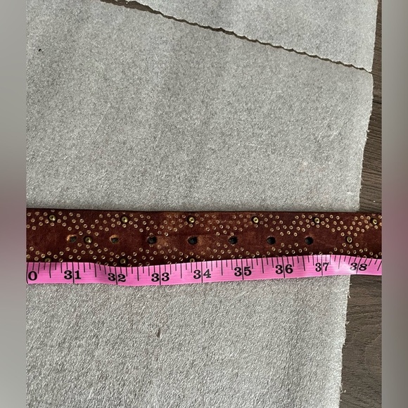 [Max40”]Fossil Mini studs men brown leather Belt - Picture 4 of 6